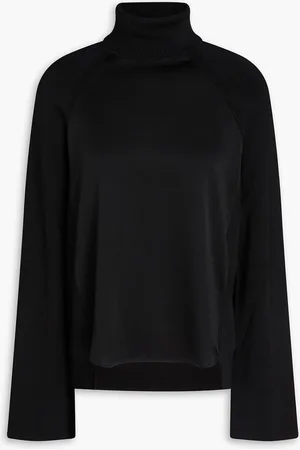 Simkhai Mateo satin-paneled knitted turtleneck sweater