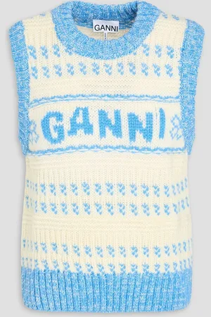 Ganni Intarsia wool vest - White