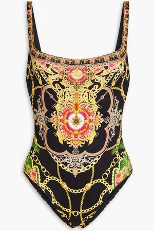 Camilla Crystal-embellished printed underwired swimsuit