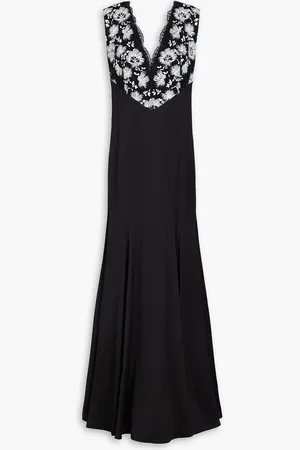HUISHAN ZHANG Embellished lace-paneled taffeta gown
