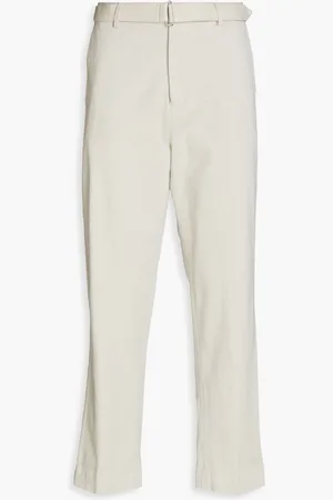 OFFICINE GENERALE Oswald belted stretch-cotton twill chinos - White