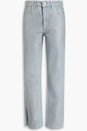 GRLFRND Harlow coated high-rise straight-leg jeans - Blue