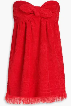 ZIMMERMANN Strapless knotted cotton-terry jacquard mini dress