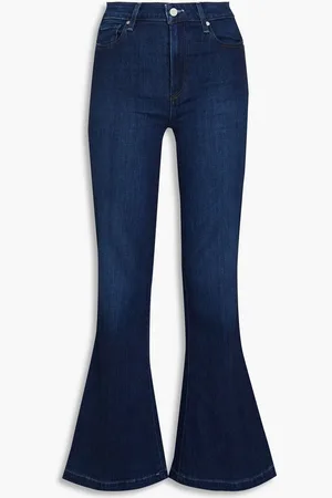 Paige Faded mid-rise flared jeans - Blue