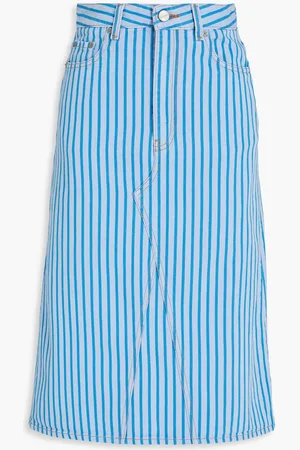 Ganni Striped denim skirt - Blue