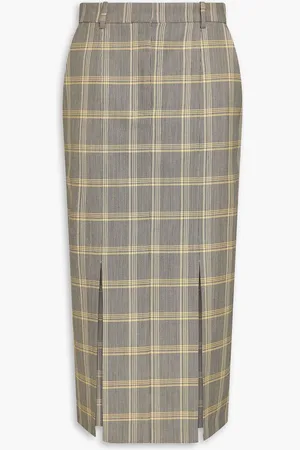 Marni Checked wool-blend midi skirt
