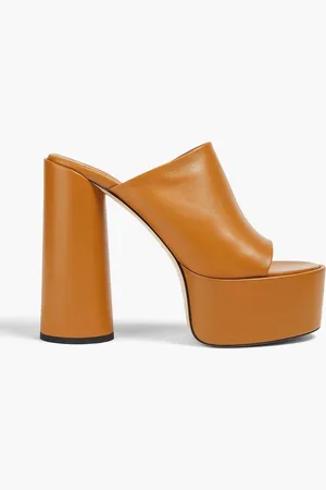 Wandler Electra leather platform mules - Brown
