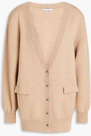 Paco rabanne Crystal-embellished wool-blend cardigan - Neutral
