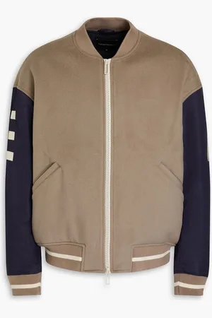 Emporio Armani Wool-felt and shell bomber jacket - Neutral