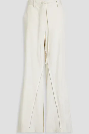 Helmut Lang Zip-detailed cotton-blend twill wide-leg pants - White