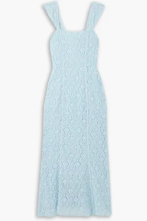ROTATE Paneled lace midi dress - Blue
