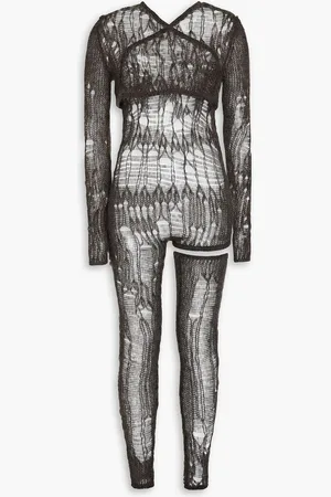 Rick Owens Spider Ziggy convertible brushed open-knit jumpsuit - Gray