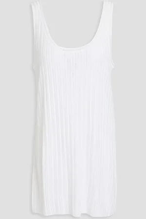 Chloé Ribbed silk and linen-blend tank