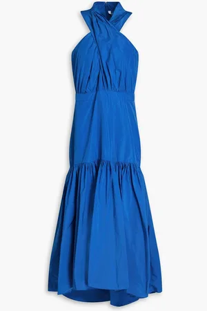 VERONICA BEARD Asymmetric tiered taffeta maxi dress - Blue