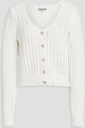 Ganni Open-knit cotton cardigan