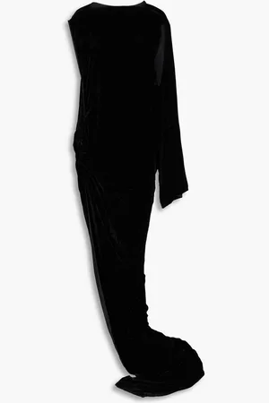 Rick Owens Edfu one-sleeve cutout crushed-velvet gown