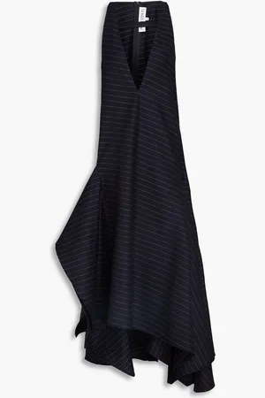 J.W.Anderson Cutout pinstriped wool-blend twill maxi dress - Blue