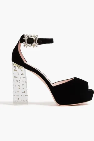 Roger Vivier Crystal-embellished velvet platform sandals