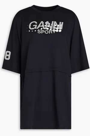 Ganni Layered printed jersey T-shirt
