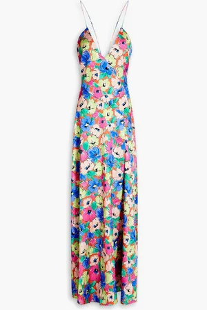 ROTATE Floral-print satin maxi dress