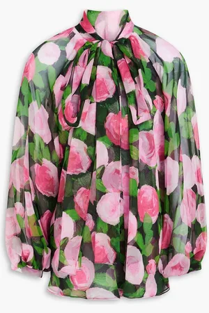 Carolina Herrera Gathered silk-georgette blouse