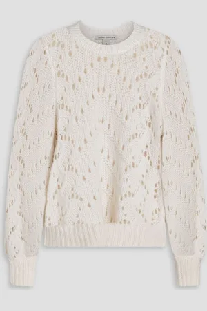 AUTUMN CASHMERE Pointelle-knit cashmere sweater - White