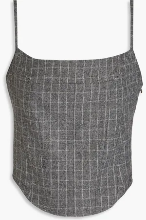 Maje Cropped checked twill top