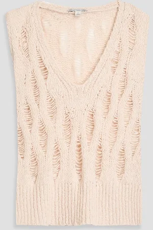 AUTUMN CASHMERE Open-knit cotton vest - White