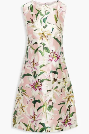 Dolce & Gabbana Floral-print silk-shantung dress - Pink