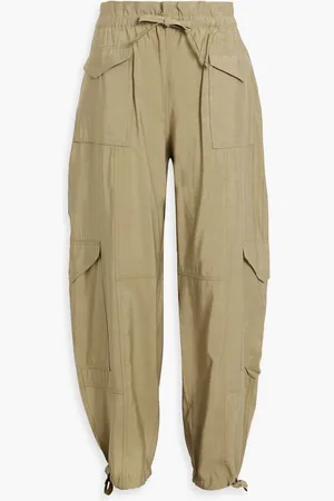 Ganni Slub woven cargo pants - Green