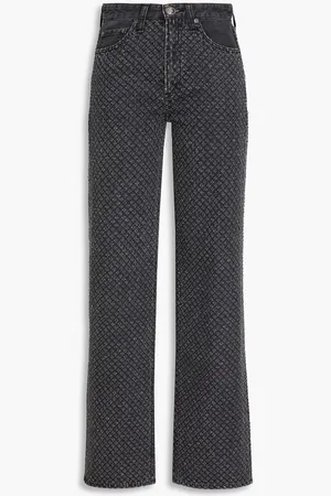 RAG&BONE Logan distressed high-rise wide-leg jeans - Gray