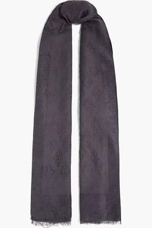 Emporio Armani Fringed jacquard scarf - Gray