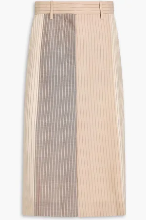 Marni Color-block pinstriped wool midi skirt