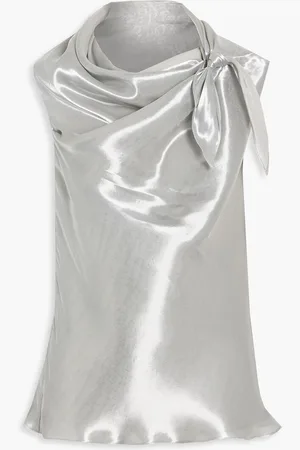 Oscar de la Renta Knotted satin top - Metallic