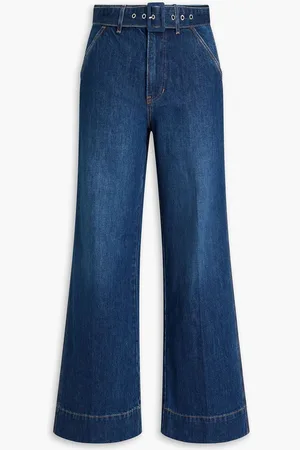 VERONICA BEARD Taylor belted high-rise wide-leg jeans - Blue
