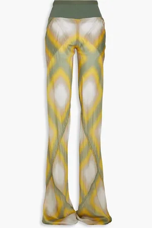Rick Owens Tie-dyed cotton-blend shell flared pants - Green