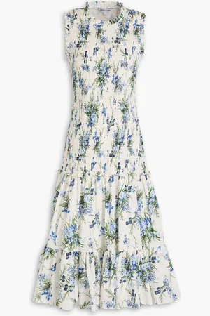VERONICA BEARD Verena ruffled floral-print cotton midi dress - White