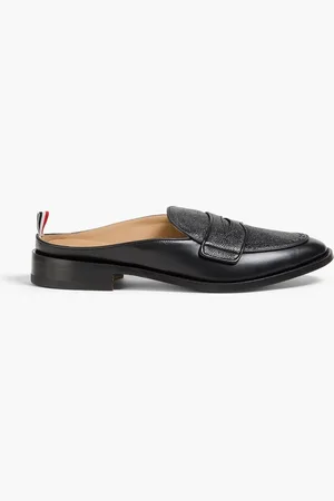 Thom Browne Smooth and pebbled-leather slippers