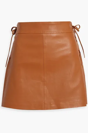 Derek Lam Gina lace-up leather mini skirt - Brown
