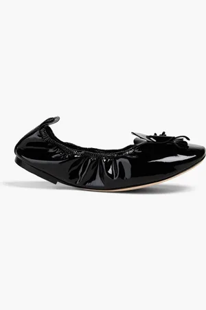 Tory Burch Floral-appliquéd patent-leather ballet flats