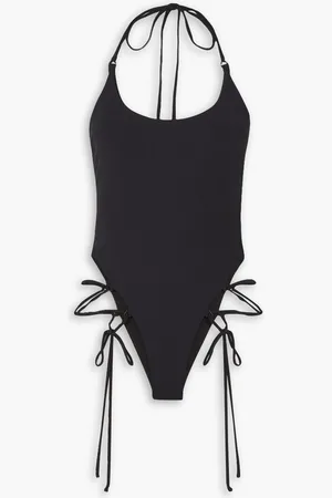 The Attico Tie-detailed ribbed swimsuit