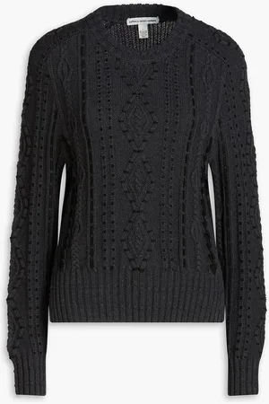 AUTUMN CASHMERE Embroidered cable-knit cotton sweater - Gray