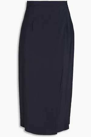 GENTRYPORTOFINO Wrap-effect modal-blend midi skirt - Blue