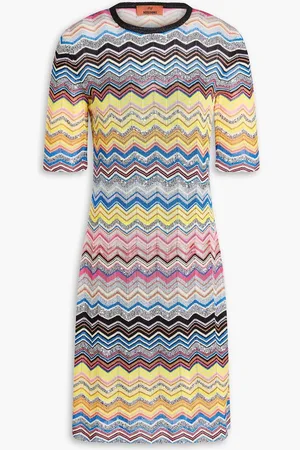 Missoni Sequin-embellished metallic crochet-knit mini dress