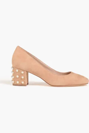 Stuart Weitzman All Pearls 60 embellished suede pumps - Brown