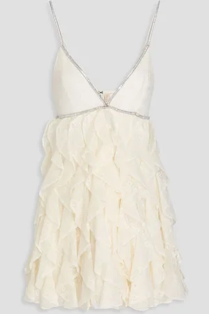 ALICE+OLIVIA Alice Olivia - Wilmarie crystal-embellished ruffled corded lace mini dress - White