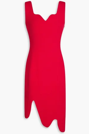 Moschino Scalloped hammered-crepe dress