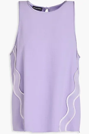 Emporio Armani Embroidered crepe top - Purple