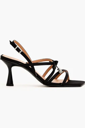 Ganni Embellished satin slingback sandals