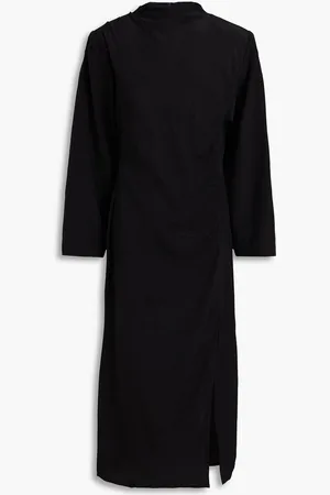 Envelope1976 Ruched silk crepe de chine midi dress